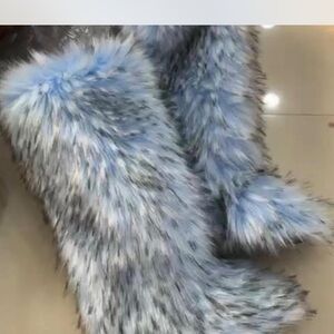 Faux Fur Blue and Knee-Boots sizes 6.5,7,9.5,10 only
